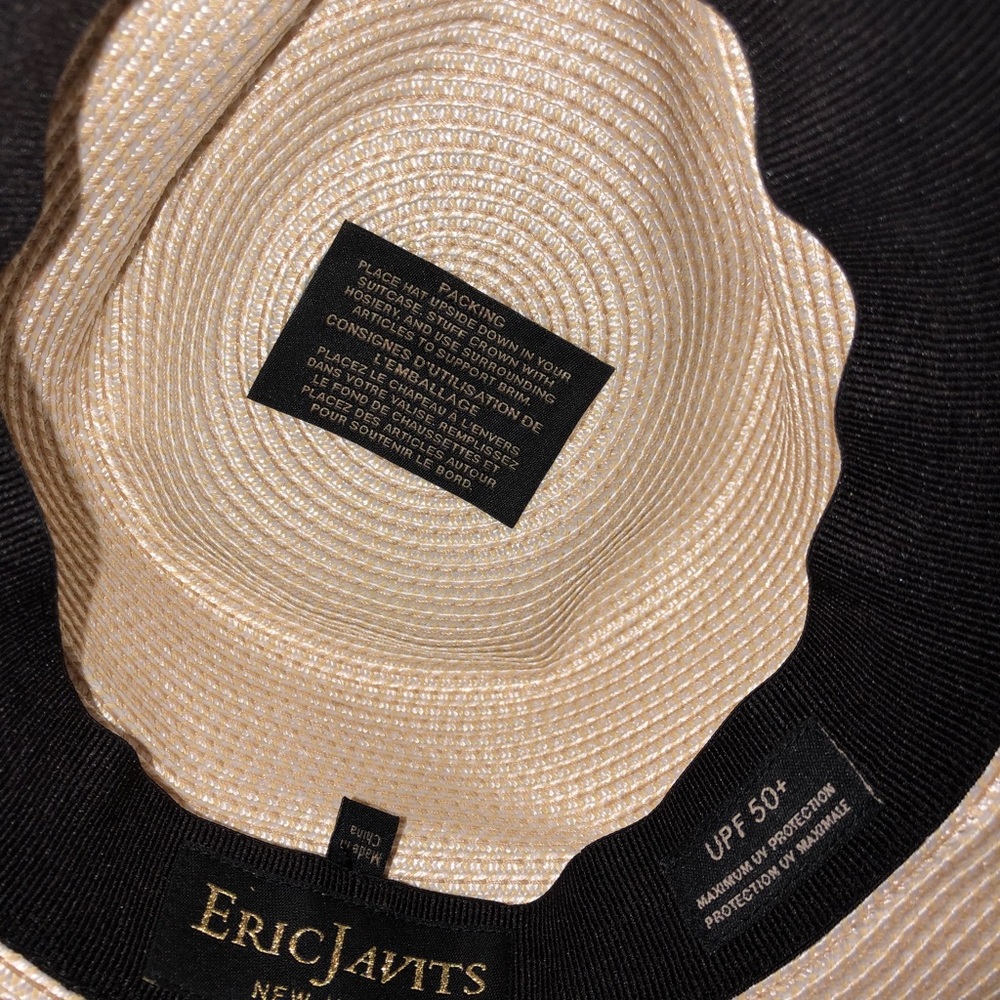 Eric Javits Cream Straw Trilby with Black Band - Picture 2 of 4